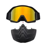 Face protection mask, made from hard plastic + ski goggles, multicolor lenses, model MD02